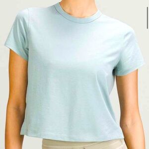 Lululemon Classic-Fit Cotton-Blend T-shirt in silver blue like new size 10